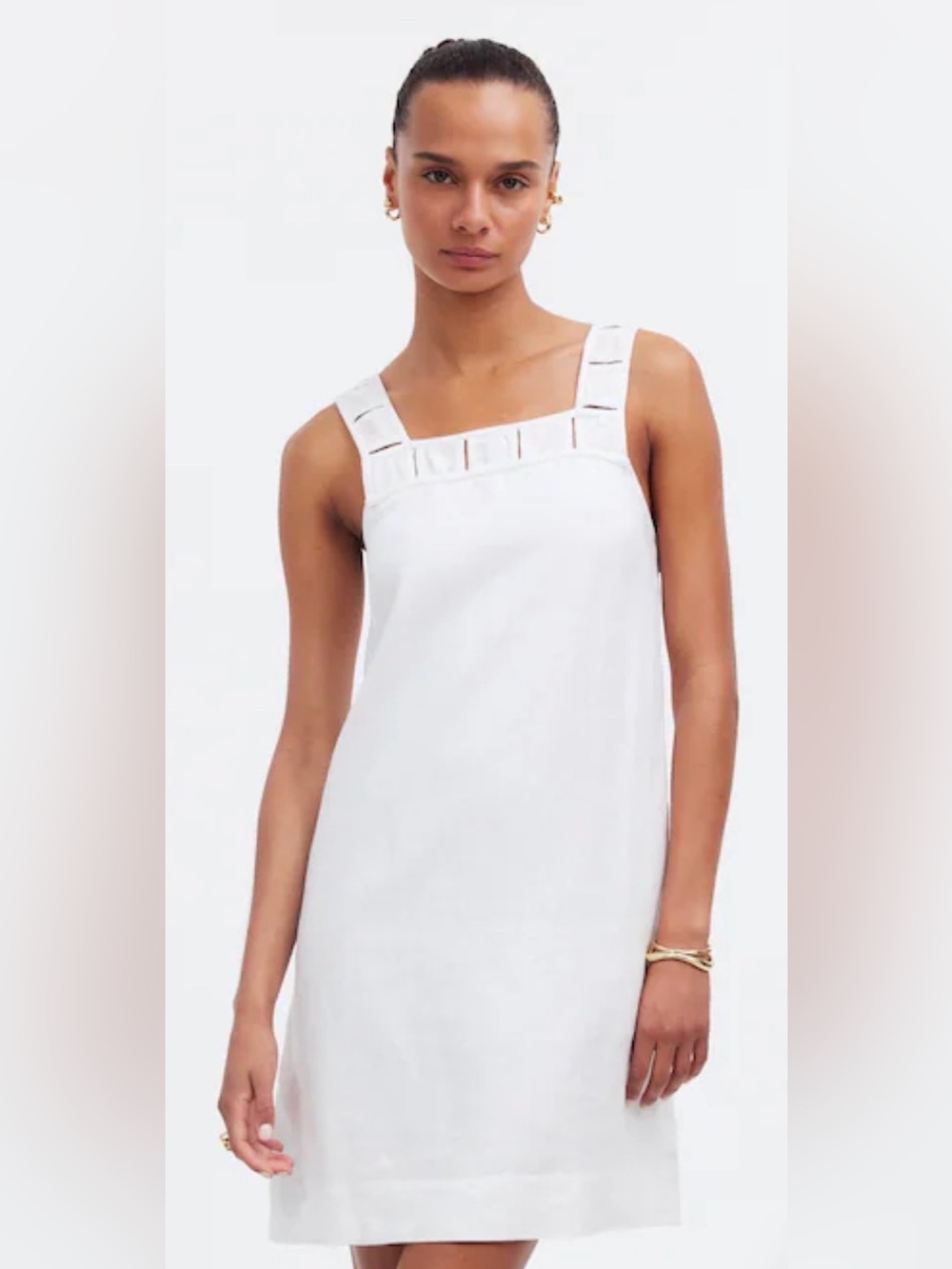 Madewell Embroidered Tank Mini Dress Linen NWT